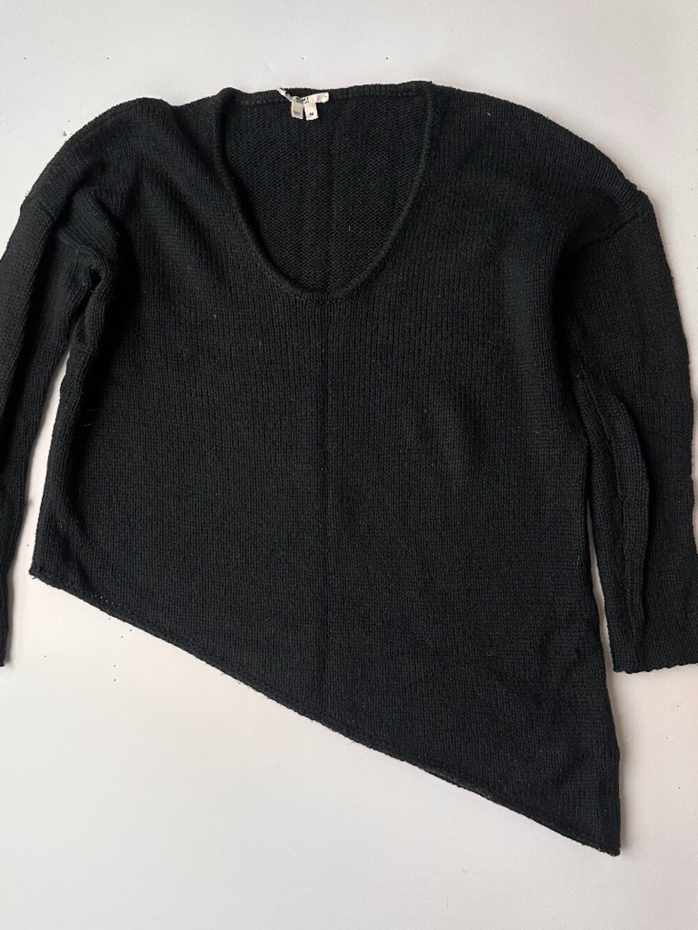 Helmut Lang Black Asymmetric Wool Blend Knit Sweater – Size M